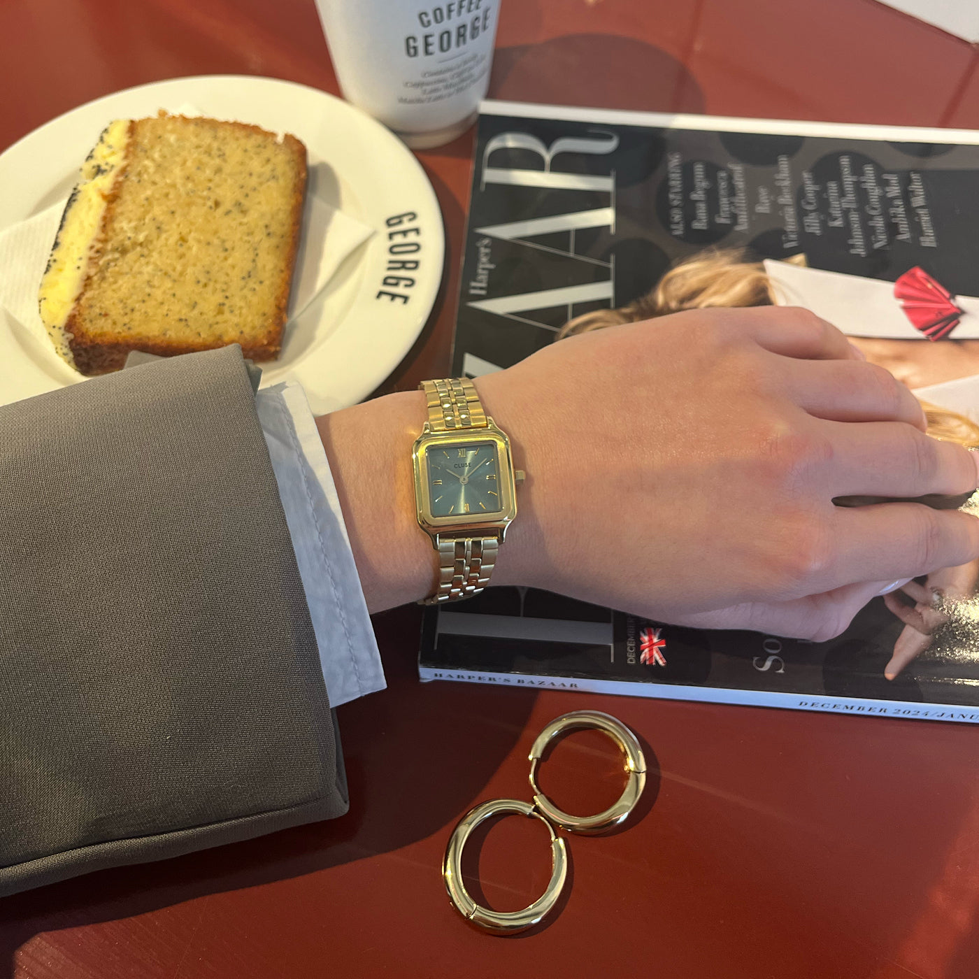 Gracieuse Petite Watch Steel, Sage Green, Gold Colour