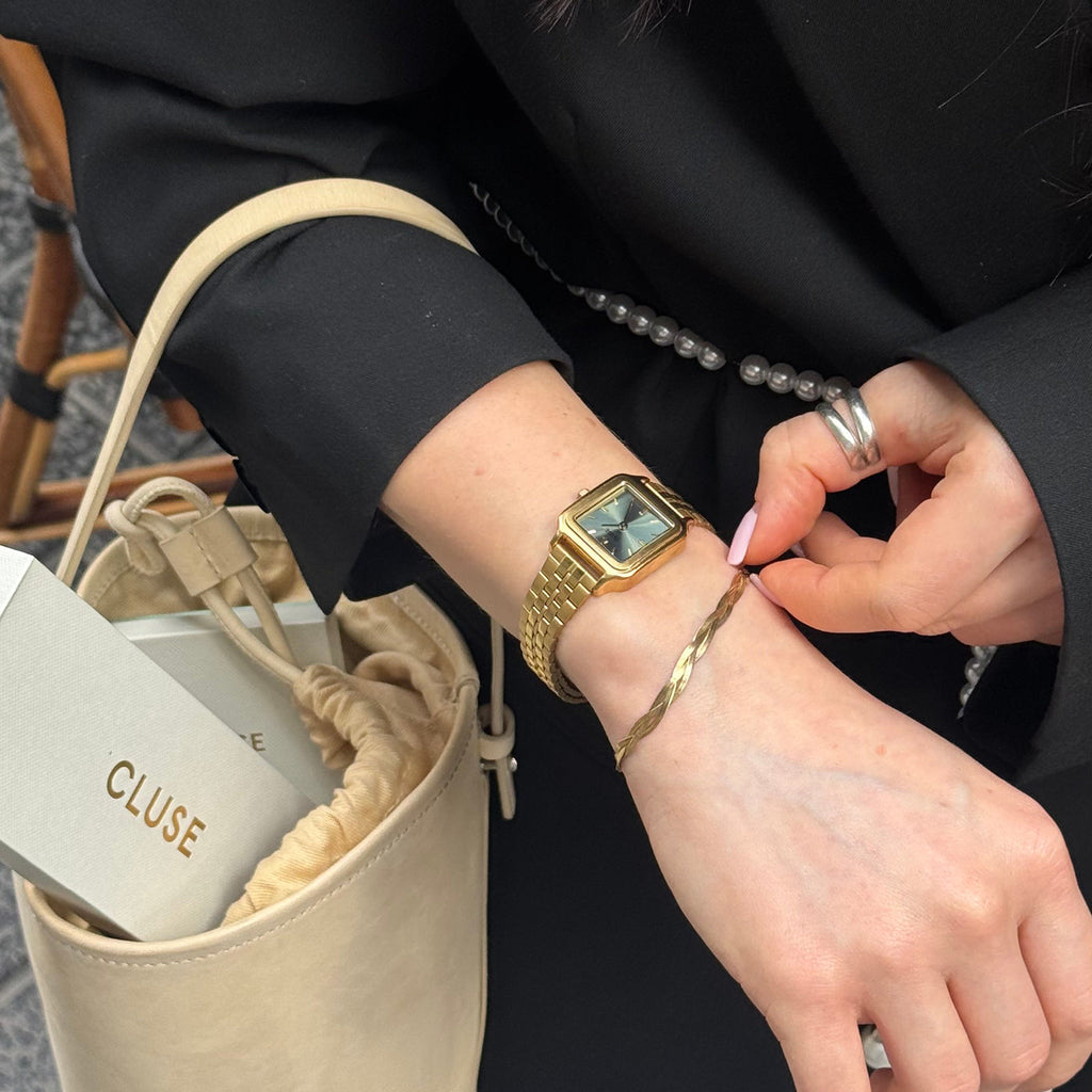 Gracieuse Petite Watch Steel, Sage Green, Gold Colour