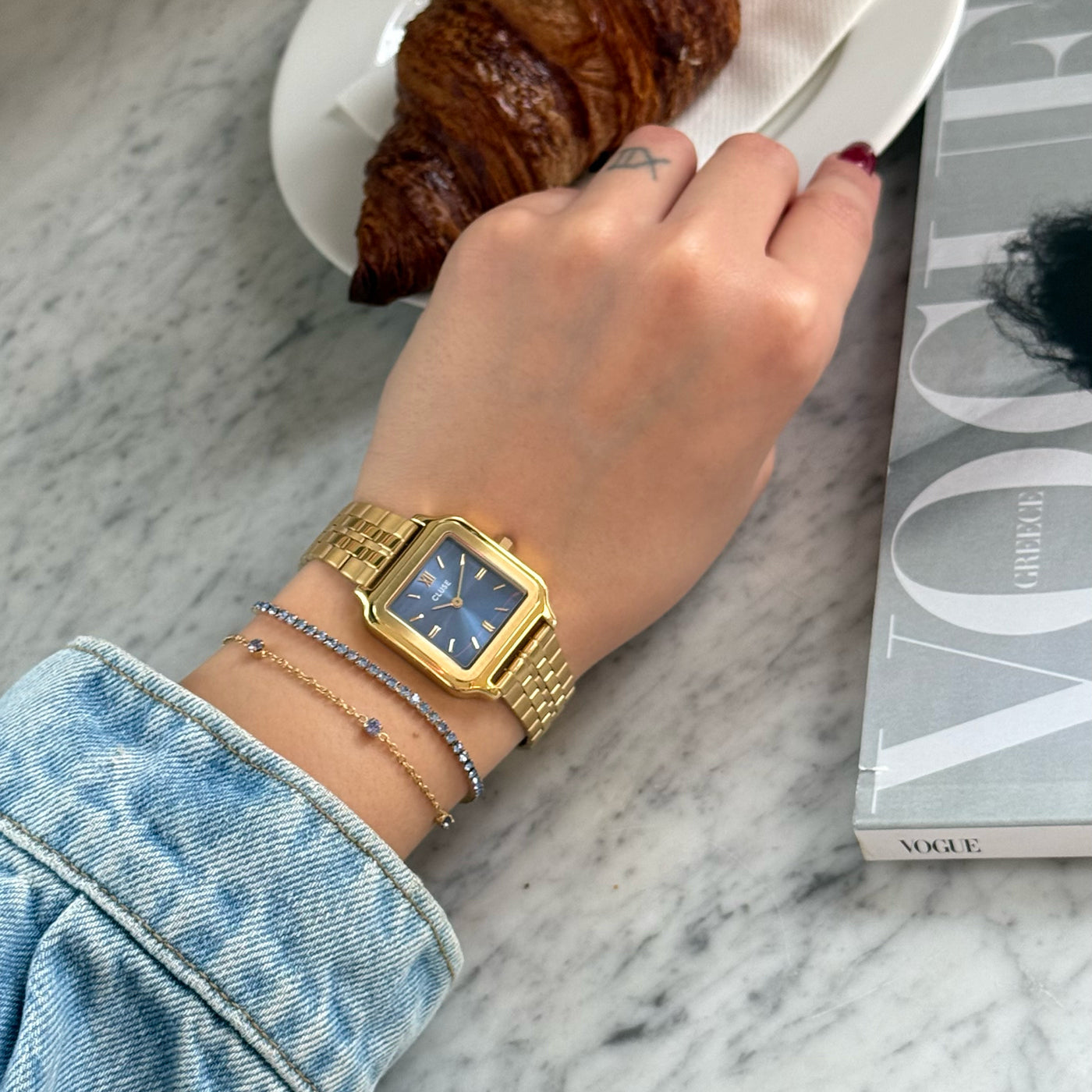 Gracieuse Watch Steel, Kyanite Blue, Gold Colour