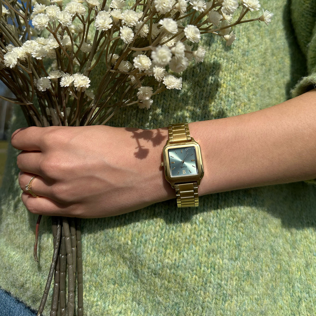 Gracieuse Watch Steel, Sage Green, Gold Colour