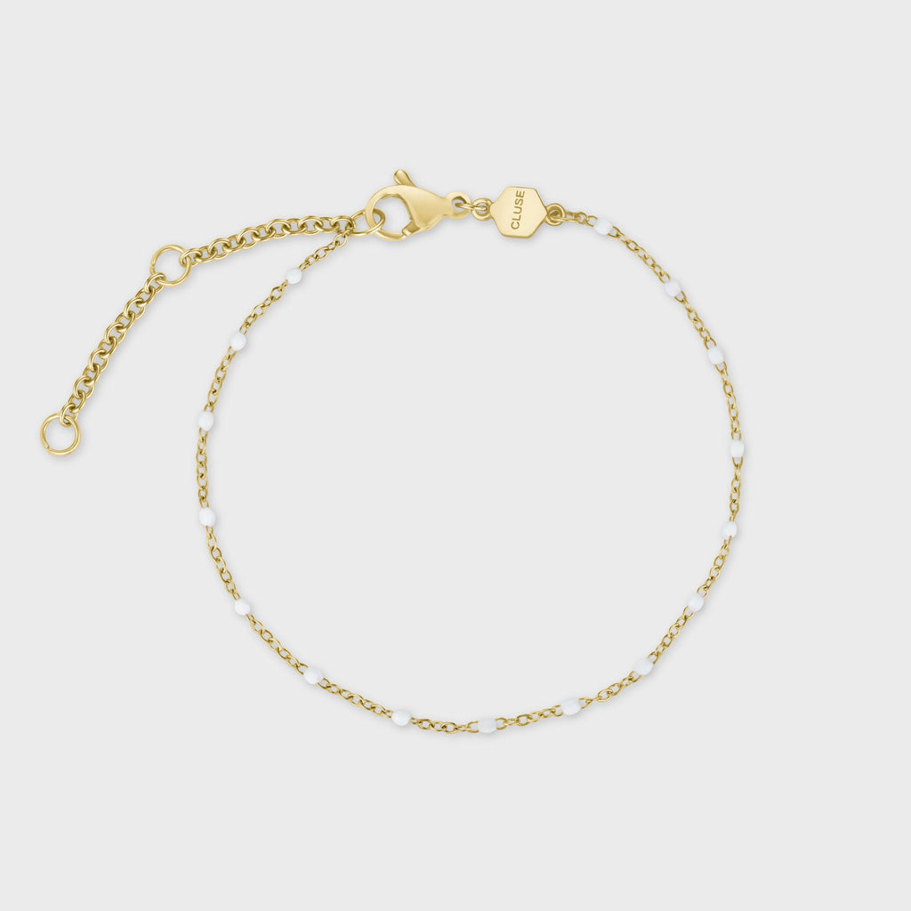 Gift Box Gracieuse Petite Watch Steel, White & White Epoxy Bracelet, Gold Colour