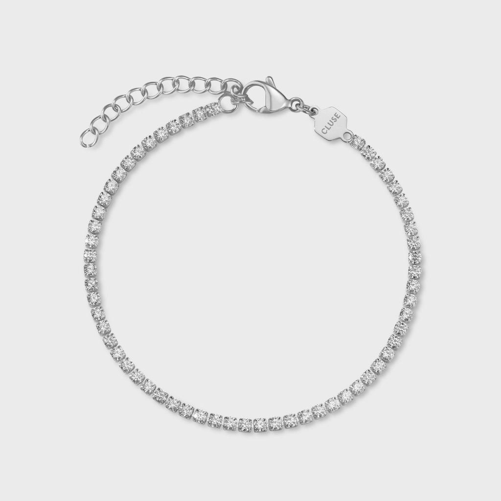 Gift Box Gracieuse Watch Steel, White & Élevé Tennis Bracelet, Silver Colour