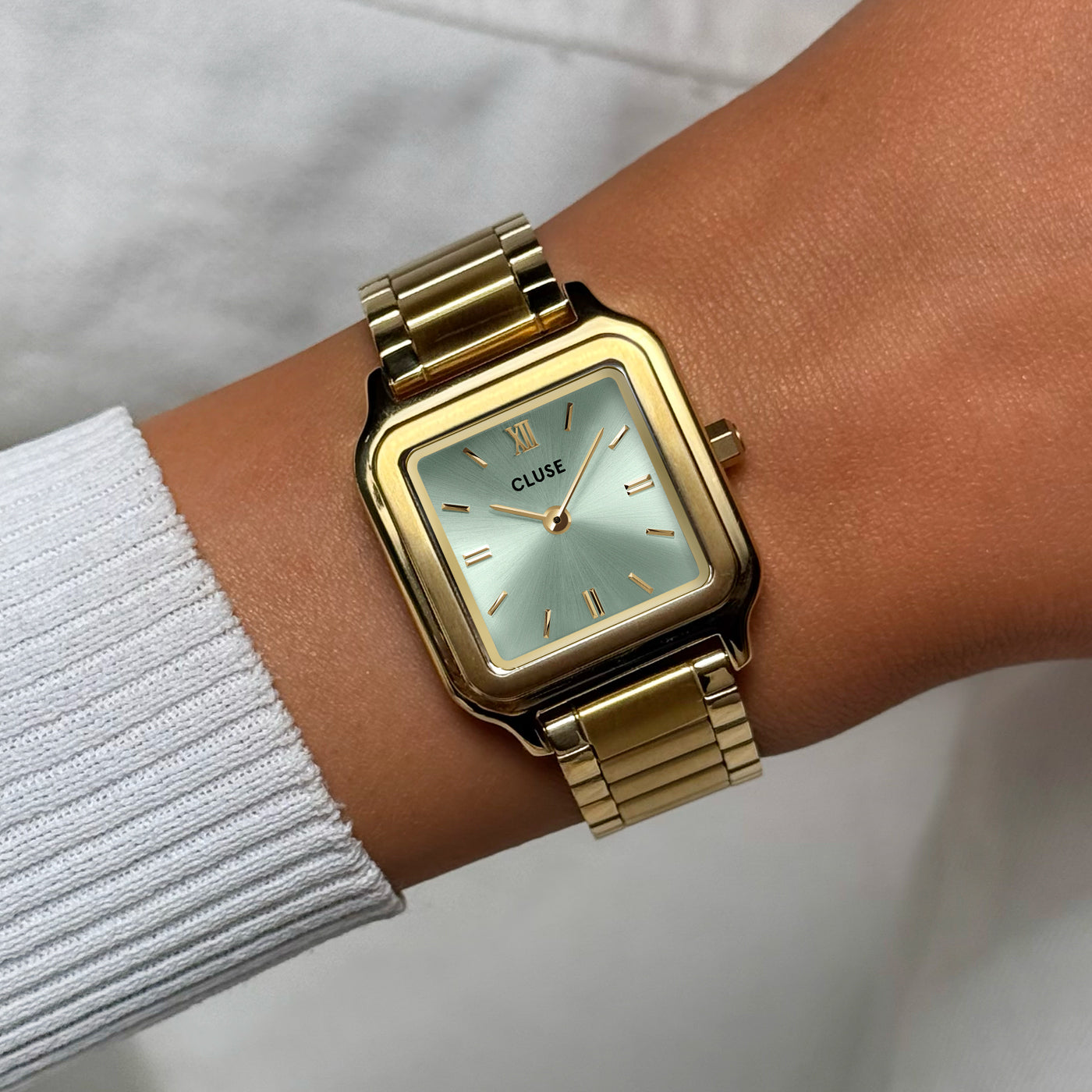 Gracieuse Watch Steel, Sage Green, Gold Colour