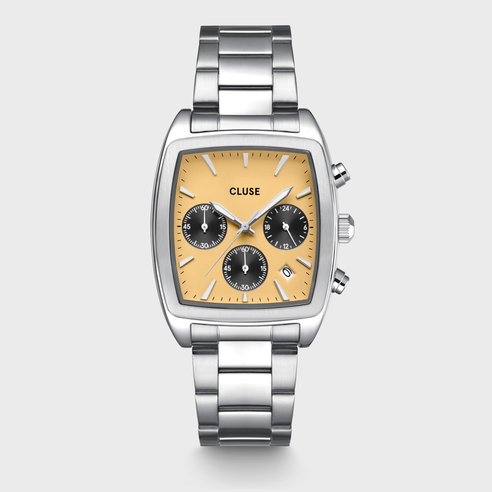 Quartaut Chrono Watch Steel, Yellow and Grey, Silver Colour