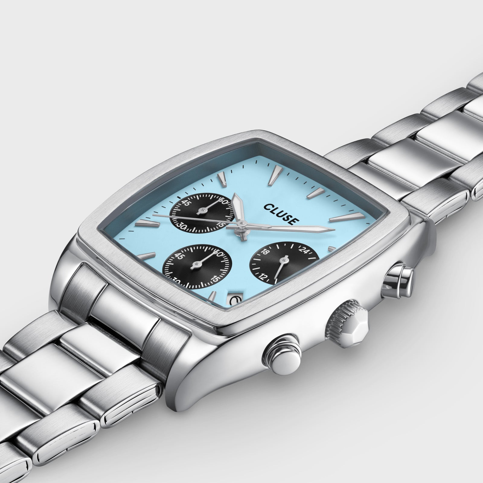 Quartaut Chrono Watch Steel, Blue and Black, Silver Colour