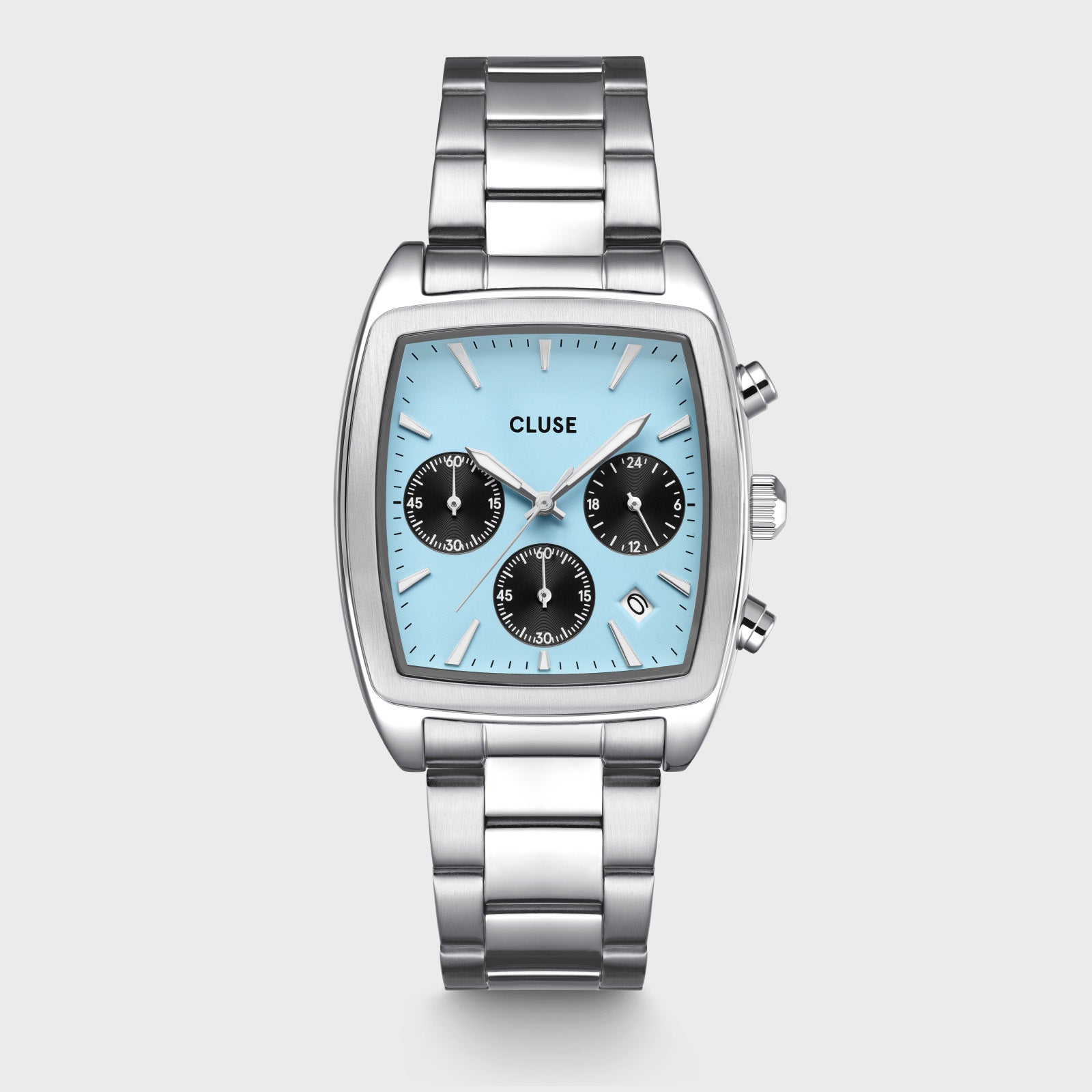 Quartaut Chrono Watch Steel, Blue and Black, Silver Colour